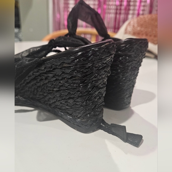 STUART WEITZMAN Vintage Black Espadrilles lace up Heel Wedges. Size 7 - Picture 16 of 16